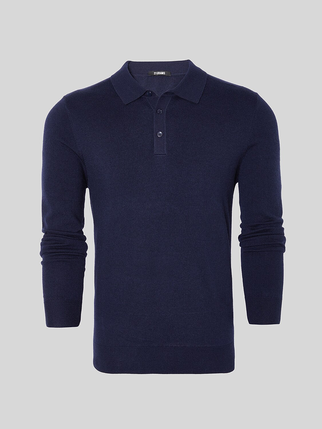 Aqua Wool Camisa Polo de Manga Larga para Hombre