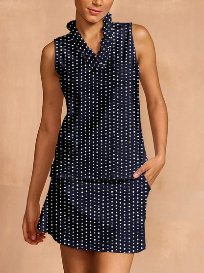 Top na ramiączkach z falbanką i dekoltem w serek, Hyper-prep UPF50+