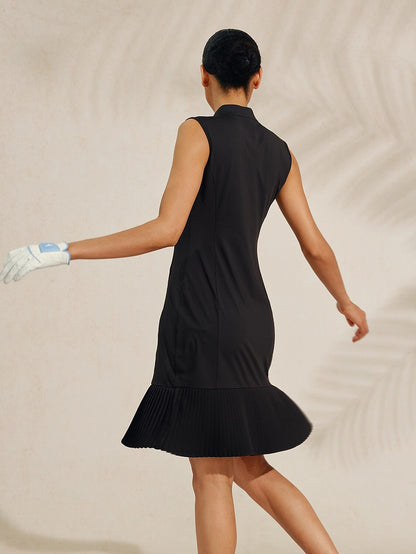 More Than Basic Sleeveless 38.5 Inch Pleated Dress