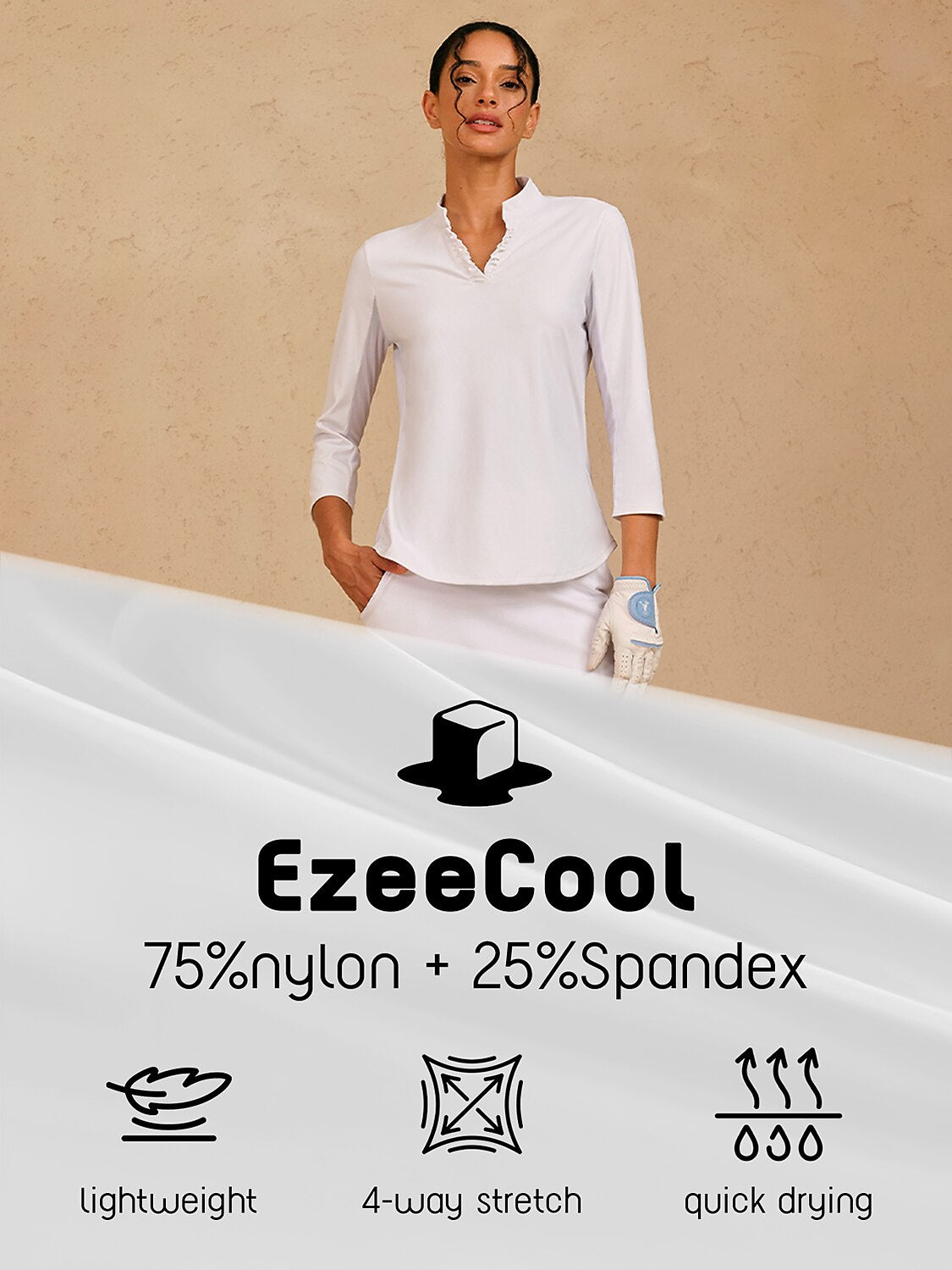 More Than Basic Polo de Malla con Volantes y Escote en V UPF50+