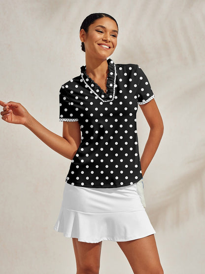 Hyper-prep Polo con Volantes y Cuello en V UPF50+