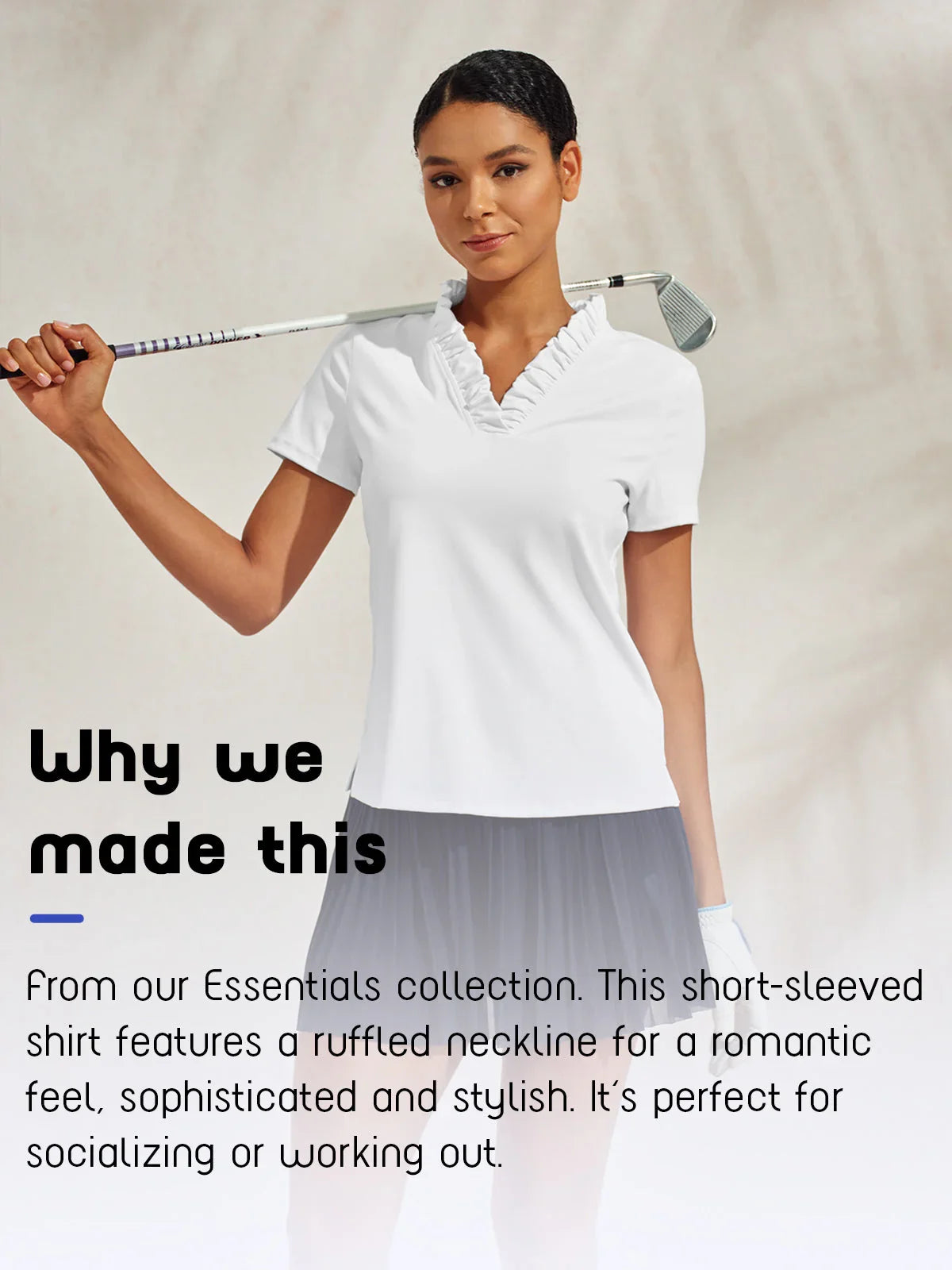 More Than Basic Ruffle V-Neck Polo Top UPF50+ – Acegolfs