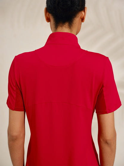 Ultrasoft Premium Short Sleeve Mock Neck Mesh Quarterzip UPF50+