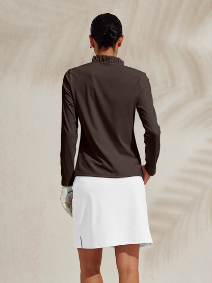 More Than Basic Ruffle V-Neck Polo Top UPF50+