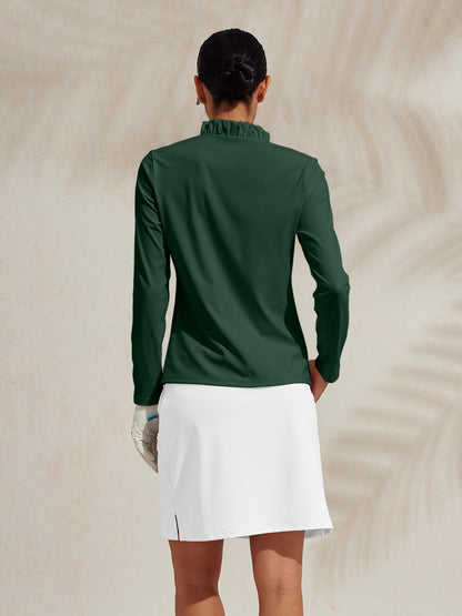 More Than Basic Polo Top con Cuello en V y Volantes UPF50+