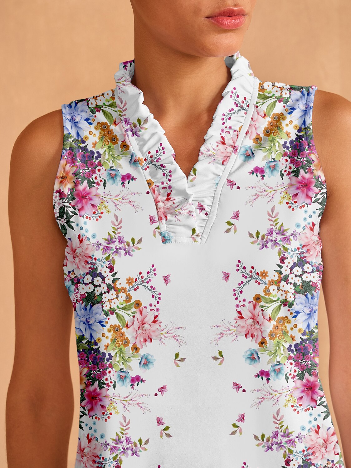 Botanical Energy Ruffle V-Neck Tank Top UPF50+