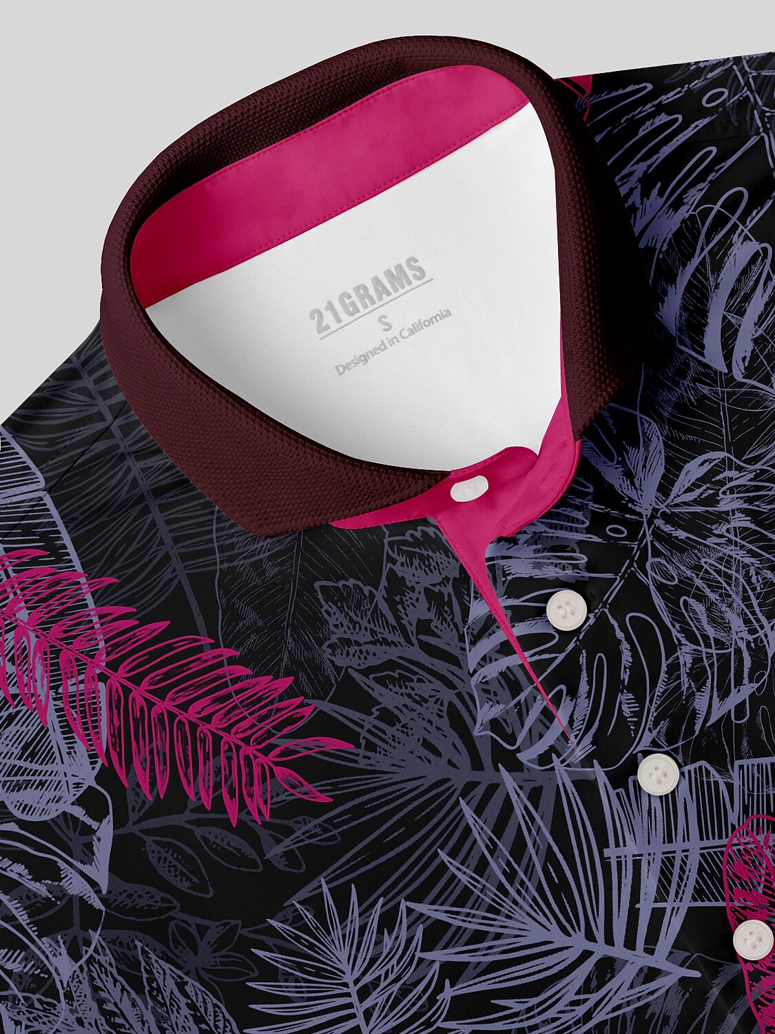 Hyped-up Tropical メンズ リブ襟ポロシャツ UPF50+