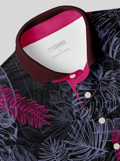 Hyped-up Tropical メンズ リブ襟ポロシャツ UPF50+