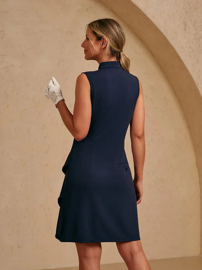 Premium Vestido sin mangas asimétrico con ribete de 36.5 pulgadas UPF50+