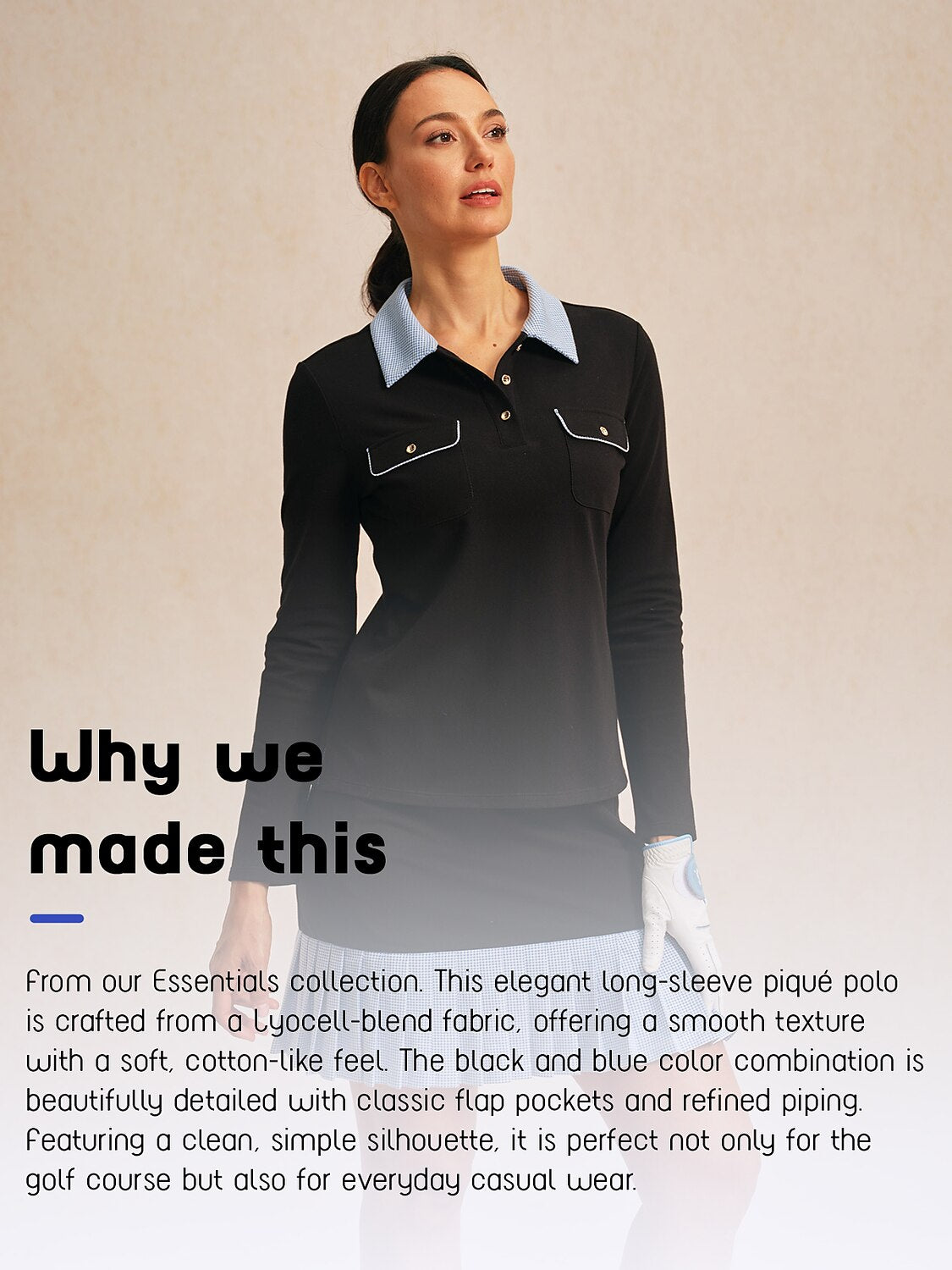 Crisp Couture Long Sleeve Pique Golf Shirt