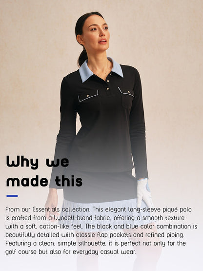 Crisp Couture Long Sleeve Pique Golf Shirt