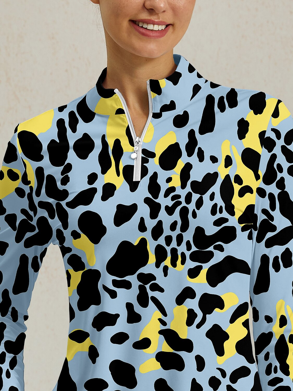 ワイルドライフパーティー シルキーラッフル ゴルフシャツ クォータージップ UPF50+