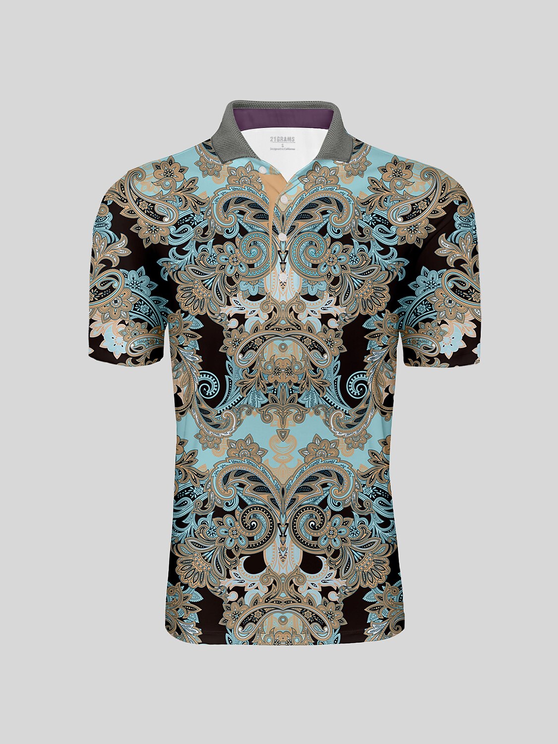 Mystical Boho Men's Ribbed Collar Polo Top UPF50+