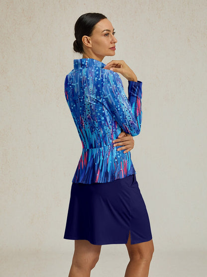 Inked Skins Silky Ruffle Golf Shirt Quarterzip UPF50+