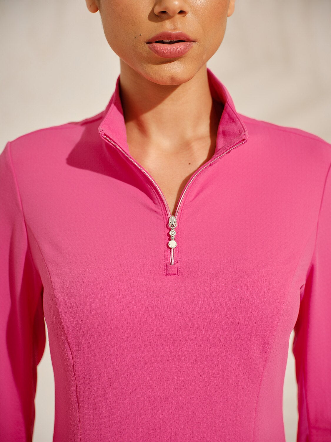 Premium Lange Mouw Mock Neck Mesh Kwartrits UPF50+