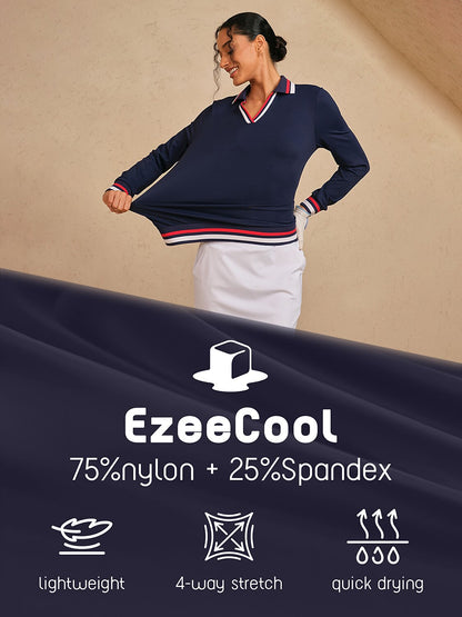 Navycore Color Block V-hals Golf Polo Shirt UPF50+