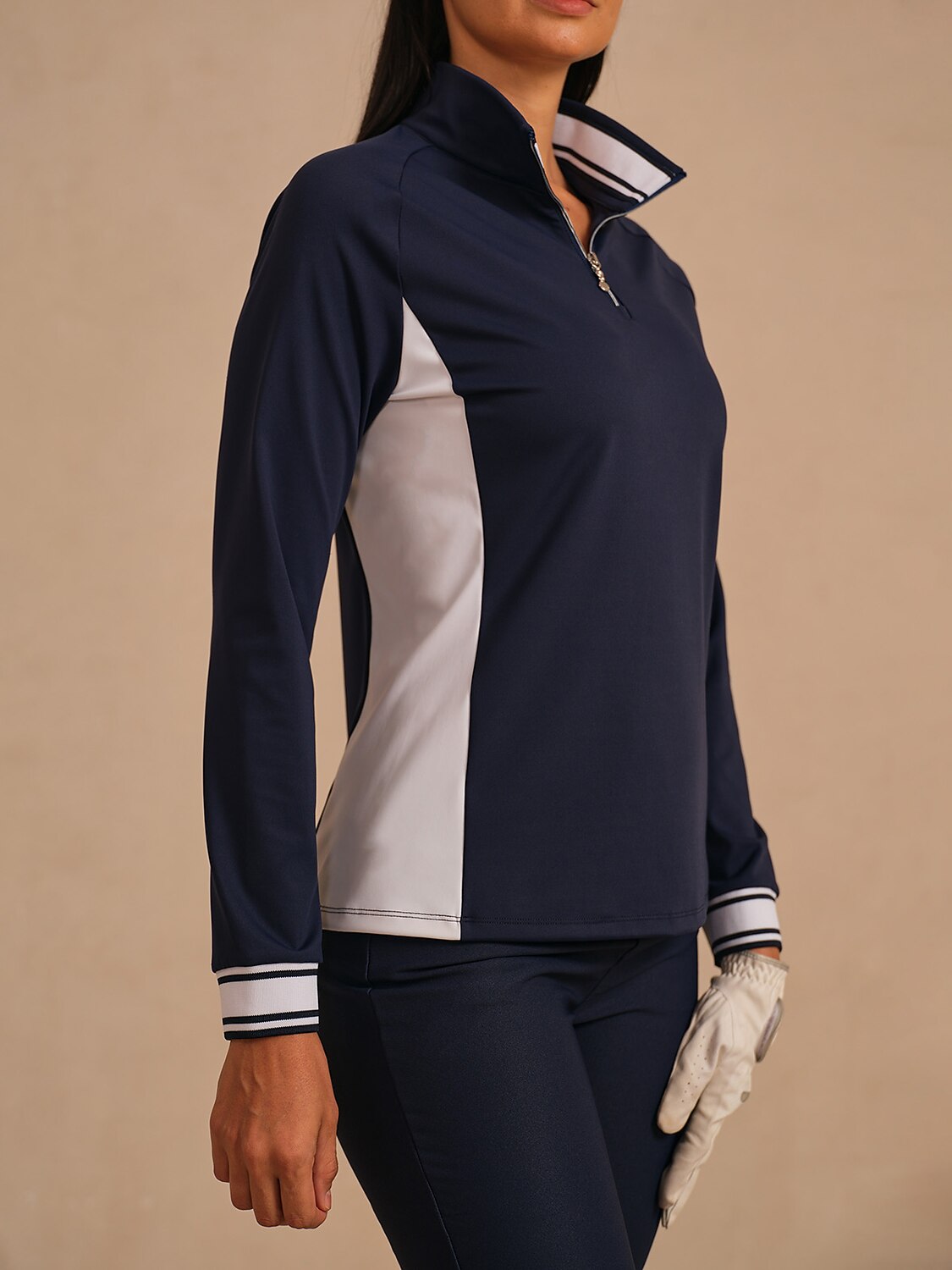Navycore 長袖 カラーブロック クォータージップ UPF50+