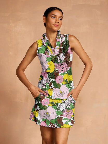 Botanical Energy ラッフルVネックタンクトップ UPF50+