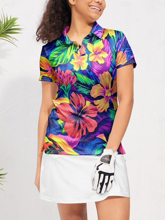 Hyped-up Tropical-Polo Top UPF50+