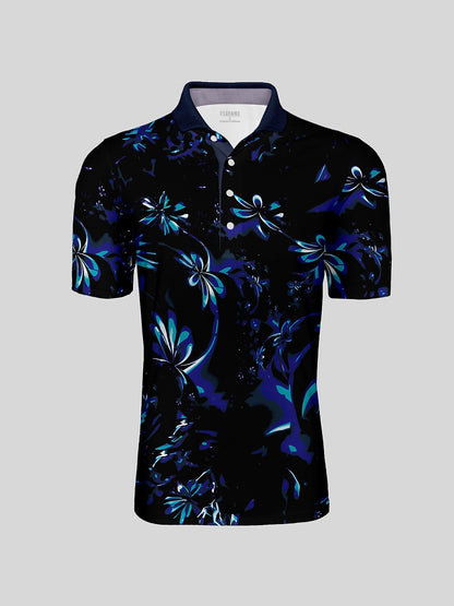 Botanical Energy Men's Ribbed Collar Polo Top UPF50+