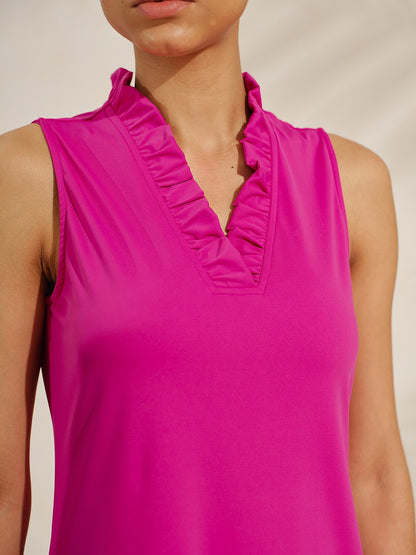 More Than Basic Ruffle V-Neck Sleeveless Dress UPF50+