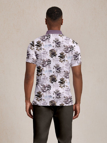 Hyped-up Tropical Men's Ribbed Collar Polo Top UPF50+