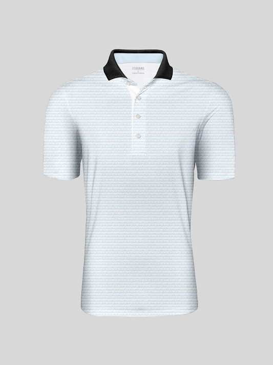 Playful Nautical Men's Ribbed Collar Polo Top UPF50+