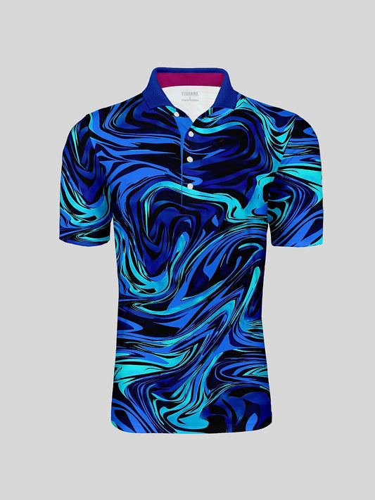Inked Skins Men's Ribbed Collar Polo Top UPF50+