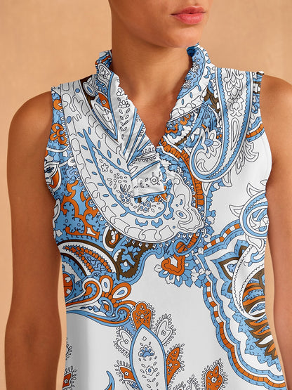 Pretty Feminine Ruffle V-Neck Tank Top UPF50+