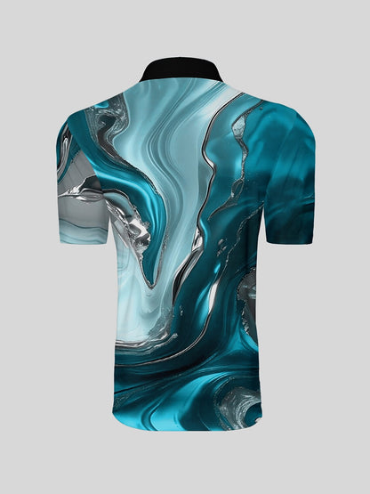 Inked Skins Men's Ribbed Collar Polo Top UPF50+