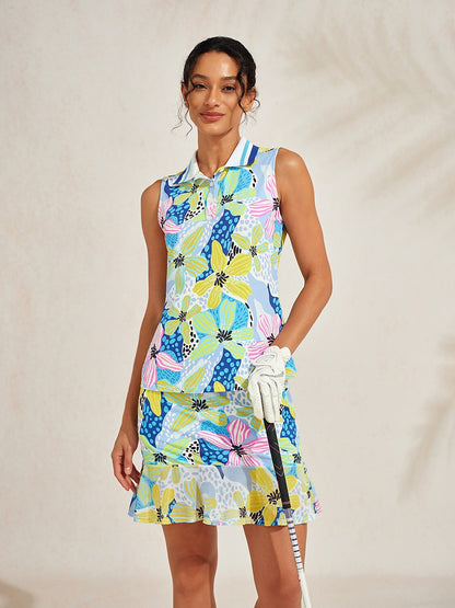 Polo Premium Senza Maniche con Colletto a Costine UPF50+