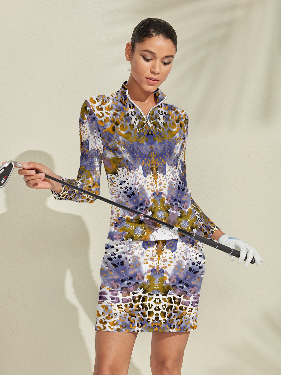 Maglia Golf Inked Skins in Raso con Zip a 1/4 UPF50+