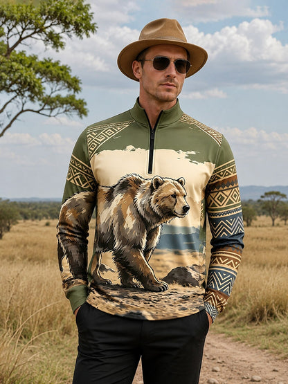 Wildlife Party Men's Golf Shirt Quarterzip UPF50+