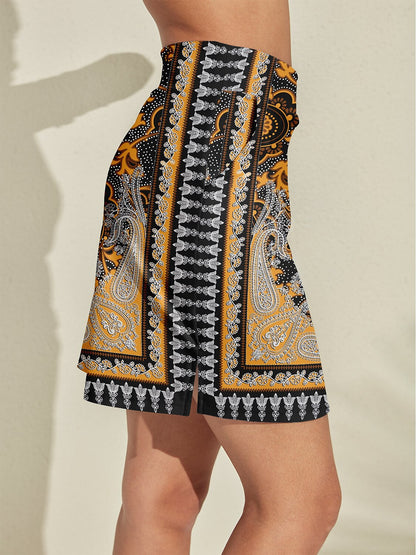 Jolie et féminine jupe-short soyeuse taille haute 19 pouces UPF50+