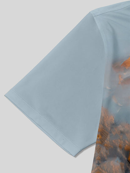 Playful Nautical Men's Ribbed Collar Polo Top UPF50+