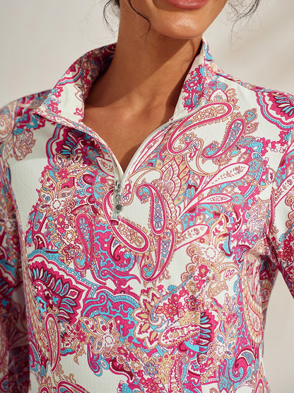 Premium Long Sleeve Mock Neck Quarterzip UPF50+