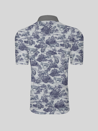 Wildlife Party Herren-Poloshirt mit Rippkragen UPF50+