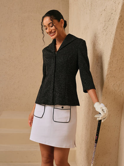 Luxe Limited Edition 3/4 Sleeve Shiny Lapel Jacket