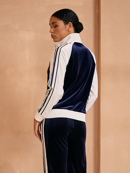 UltraSoft Velour Long Sleeve Color Block Quarterzip Sweatshirt