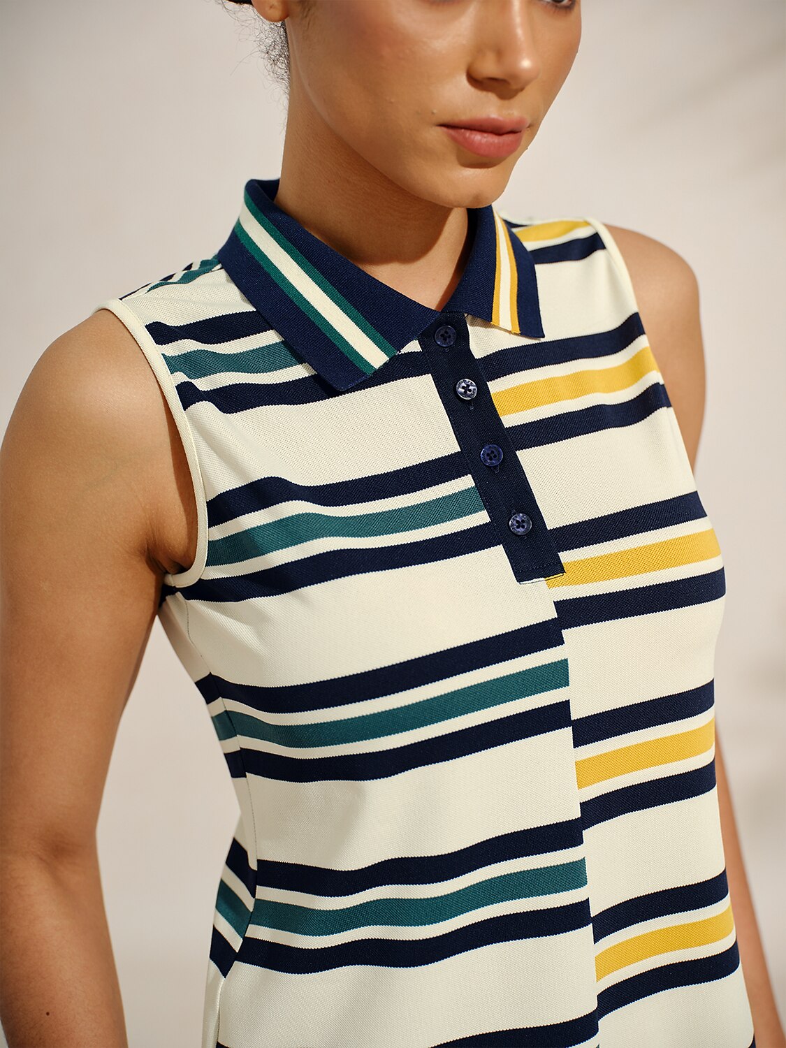 Navycore Sleeveless Colorblock Pique Golf Polo Shirt