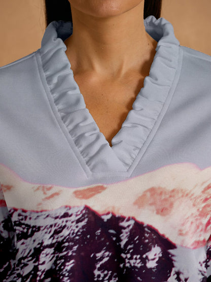 Inked Skins Long Sleeve Ruffle V-Neck Sweatshirt