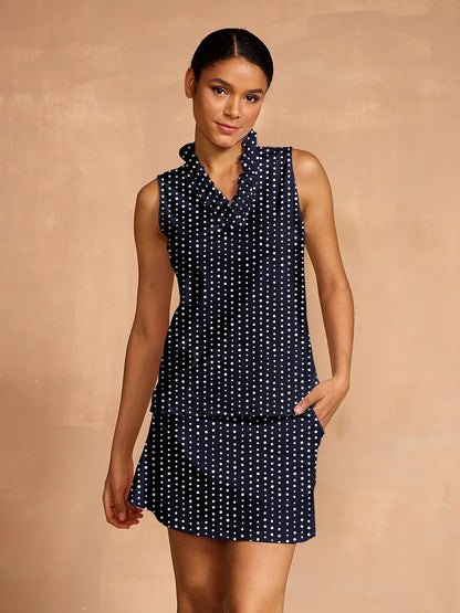 Top na ramiączkach z falbanką i dekoltem w serek, Hyper-prep UPF50+