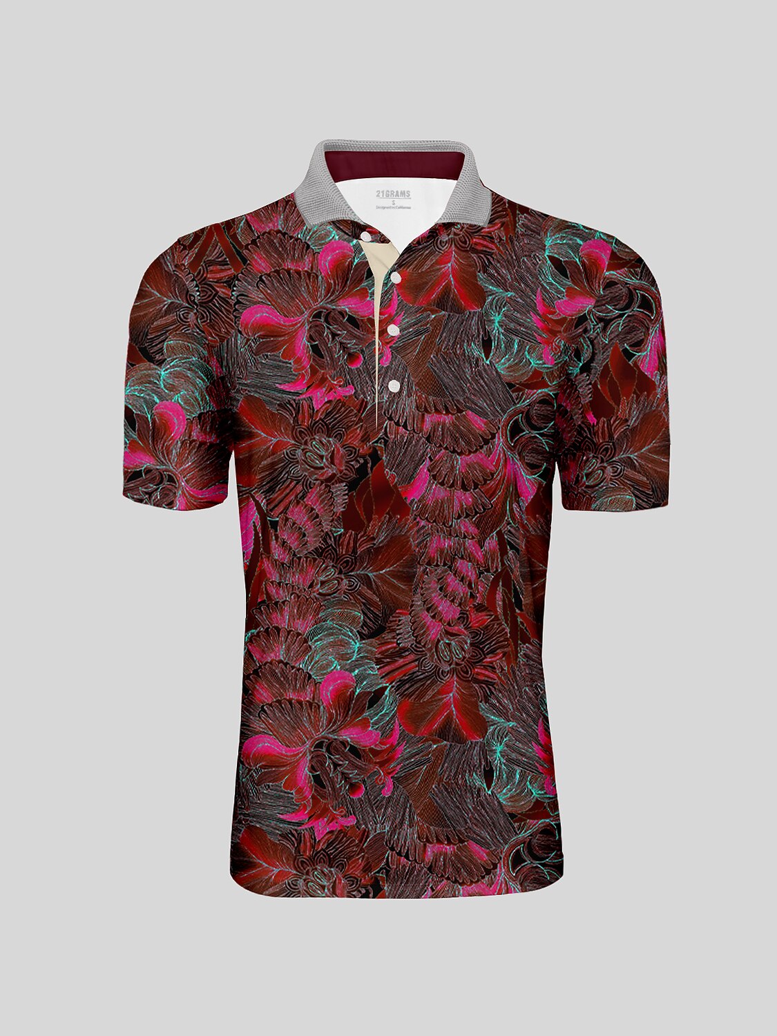 Hyped-up Tropical Men's Ribbed Collar Polo Top UPF50+