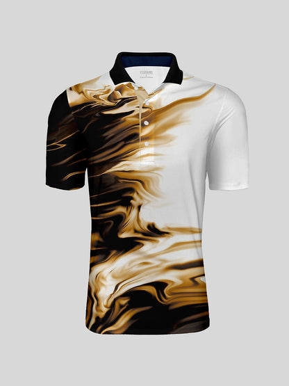 Inked Skins Men's Ribbed Collar Polo Top UPF50+