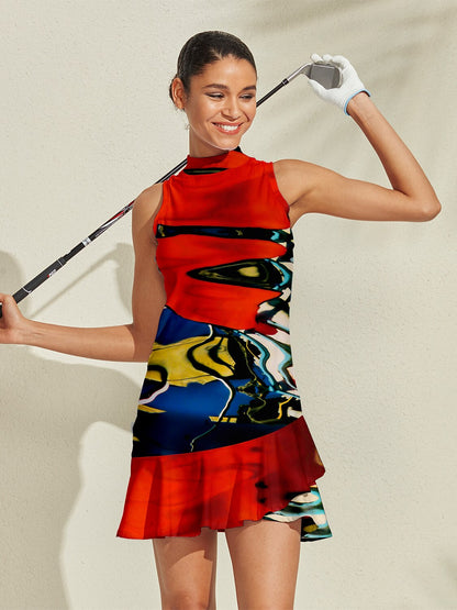 Inked Skins Ruffle 35.5 Inch Dress For Golf Pickleball & Tennis