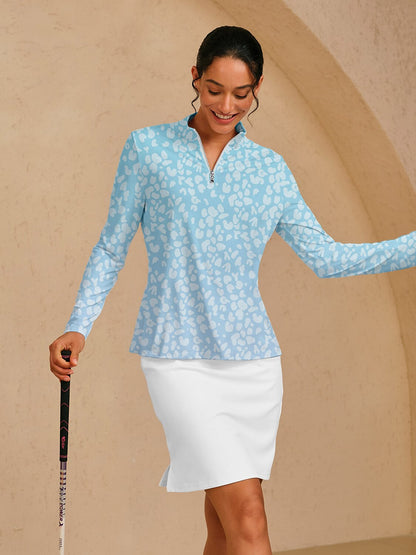 Wildlife Party Silky Ruffle Golf Shirt Quarterzip UPF50+