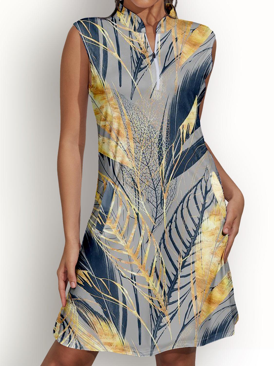 Blue Hibiscus Garden UPF50+ Scalloped Travel Dress