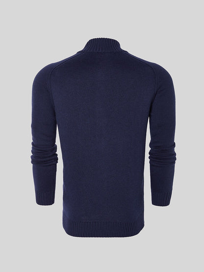 Aqua Wool Men's Dual-Zip Long Sleeve Sweater