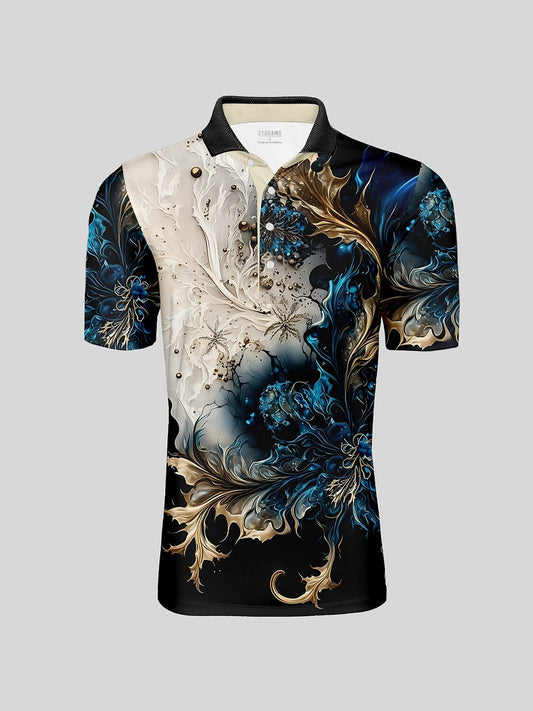 Botanical Energy Men's Ribbed Collar Polo Top UPF50+