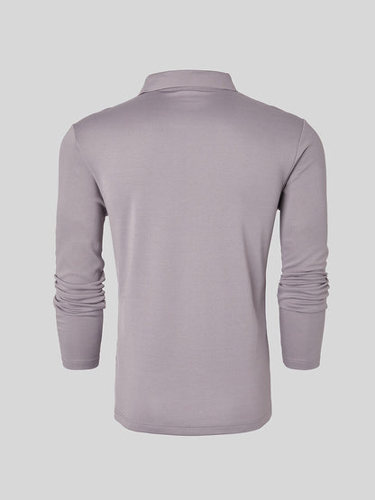 Aqua Wool Camisa Polo de Manga Larga para Hombre con Botones a Presión